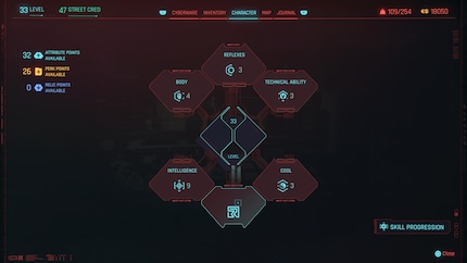 Oltre agli attributi già noti come «Intelligence», «Body» e «Cool» c’è anche il nuovo skill tree «Relic», con cui puoi migliorare il tuo impianto letale.