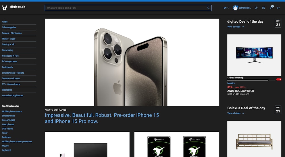 The new dark mode on Digitec
