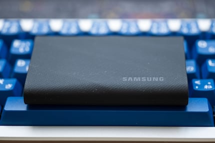 The Samsung T9 is encased in rubber, making it nice and grippy.