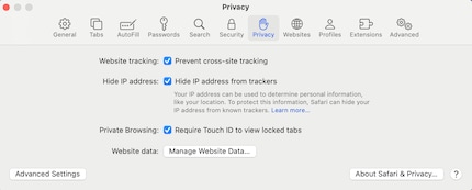  Safari blocca le schede private con una password, se vuoi.