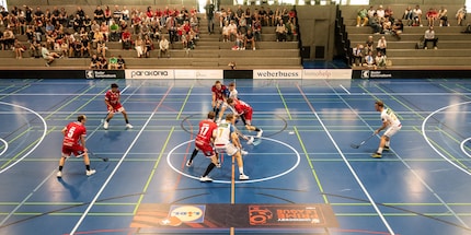 Fischio d'inizio nel palazzetto dello sport di Pfaffenholz per la partita tra Unihockey Basel Regio e GC Floorball.