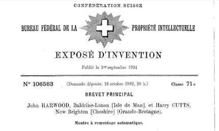 Il brevetto di Harwood fu registrato nel 1924.