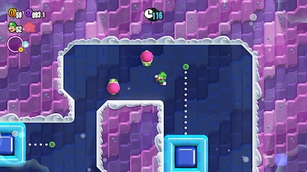 Improvvisamente controllo Luigi da una prospettiva dall'alto: corre avanti e indietro sul muro. Mi fa male il cervello.