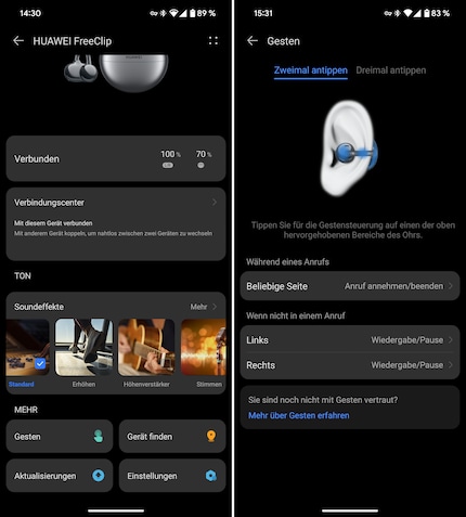 Uno sguardo all'app «Huawei AI Life» con le Freeclip.
