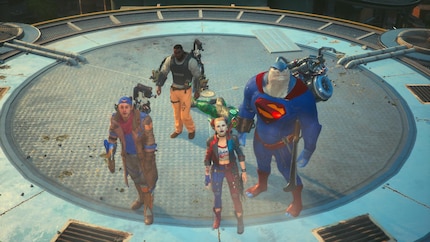 I membri della Suicide Squad: Captain Boomerang, Deadshot, Harley Quinn e King Shark.
