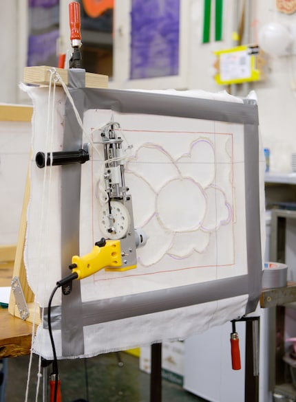 The tufting frame is your guiding light for the rug.