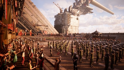 The settlements are bursting with life. Pictured: Junon during the military parade.