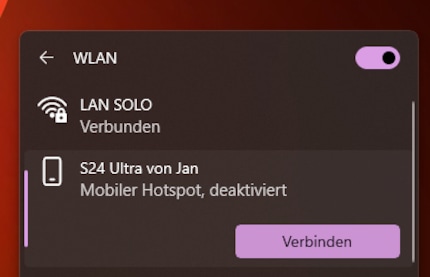 Avviare l'hotspot dello smartphone direttamente sul PC.