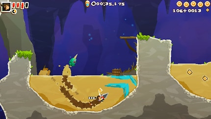 Blue residue in the sand tells me that I should use a speed boost here.