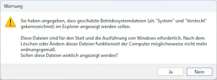 Windows ti consiglia di non mostrare questi file.