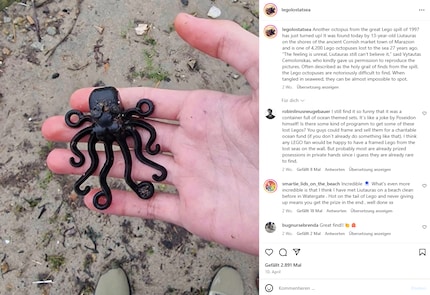 L'adolescente ha trovato sulla spiaggia questo polipo Lego, scomparso nel 1997.