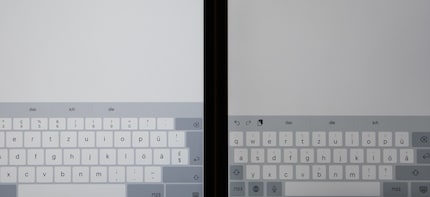 A sinistra l'iPad Air 13 con 600 nit in confronto ai 500 nit di destra.