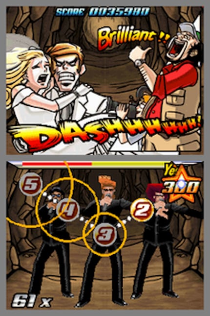 «Elite Beat Agents» è un affascinante gioco ritmico. Mentre clicchi all'impazzata sullo schermo inferiore, nella parte superiore si svolgono storie bizzarre.