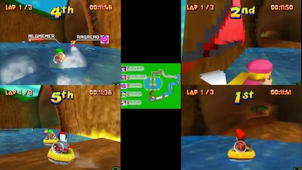 Nella modalità online di «Diddy Kong Racing DS» puoi giocare con un massimo di altre tre persone.