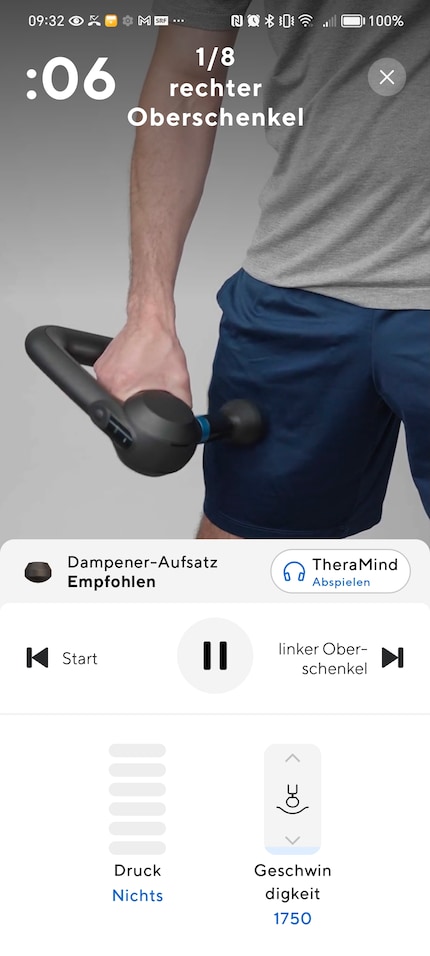 The Theragun Sense displays pressure and speed via the app.