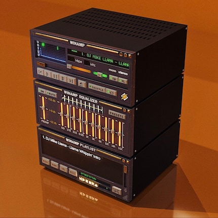 Rendering 3D di come potrebbe apparire Winamp come hardware.