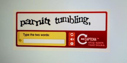 Il captcha consisteva solo in parole illeggibili.