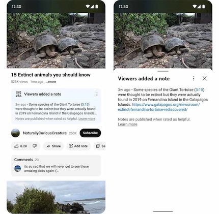 Le note saranno visibili sotto i video.