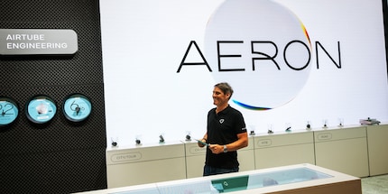 Mathias Müller, responsabile PR di RTi all'Eurobike di Francoforte.