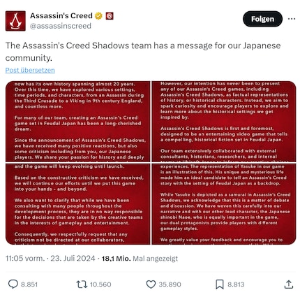 La dichiarazione ufficiale in inglese di Ubisoft fa sorgere dei dubbi.