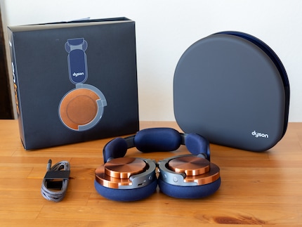 Simple, with coherent colours: Dyson includes a case and a USB-C charging cable with the headphones.