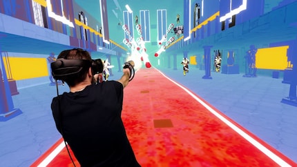 Un gamer nel gioco VR «Pistol Whip».