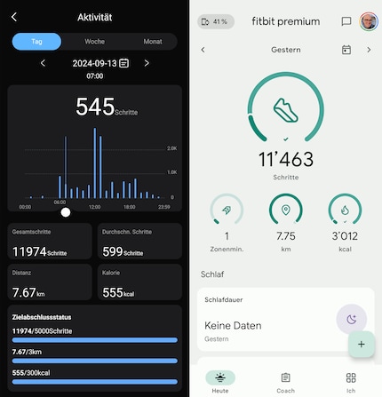 I dati di movimento di Colmi (a sinistra) e dello smartwatch Pixel (a destra).
