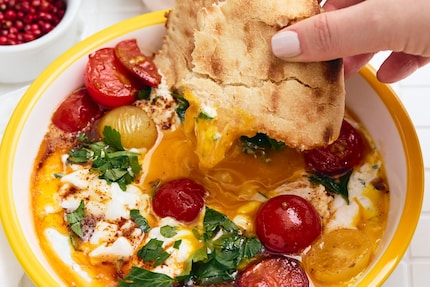 Garnish your dish with herbs, seeds, cherry tomatoes or whatever else floats your boat.