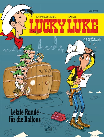La copertina della 102ª avventura di Lucky Luke.