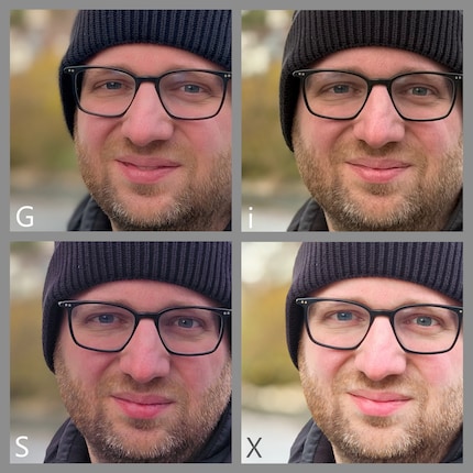 Il Google Pixel 9 Pro è in vantaggio, mostrando dettagli naturali della pelle e della barba.