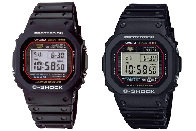 Il G-Shock originale (a sinistra) a confronto con il nuovo DW-5000R.