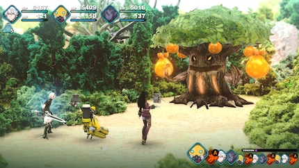 La schermata di battaglia durante una boss fight.