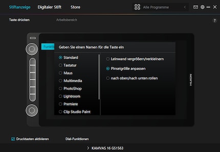 Programmo tutti i pulsanti del software di Huion.
