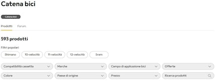 I filtri sono ordinati in base alla frequenza dei loro clic per questo tipo di prodotto.