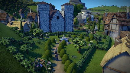 Dall'early access: questo parco l'ho costruito io con vari elementi decorativi.