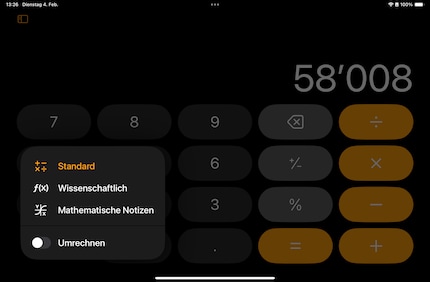 L'app della calcolatrice offre diverse modalità.