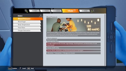 Oltre alle apparecchiature mediche, ho anche un tablet per la diagnosi e le informazioni sul gioco.