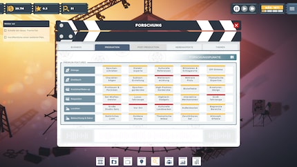 Posso attivare i vari bonus per i dialoghi, la sceneggiatura, i costumi e il trucco, gli oggetti di scena, le location, le luci e le decorazioni solo con i punti di ricerca che raccolgo girando e analizzando i film.