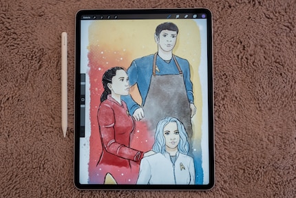 Sull'iPad Air (M3), con Procreate posso dipingere tele grandi quasi un metro.