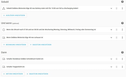This automation overview shows what should happen when and under what circumstances.