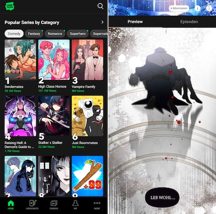 Webtoon non costa nulla e offre una piattaforma per i mangaka meno conosciuti.