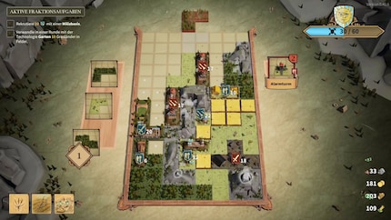 The game board with several buildings.
