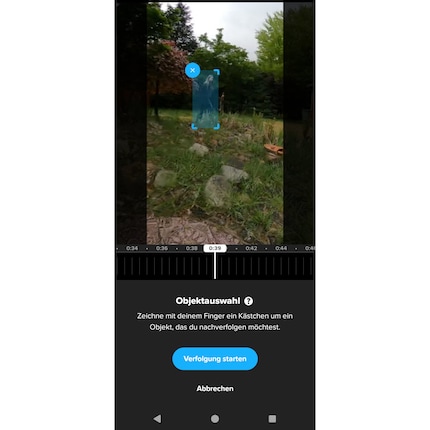 Nell'app Quik, disegno un rettangolo intorno al soggetto che voglio mantenere nell'immagine in modalità di tracciamento degli oggetti.