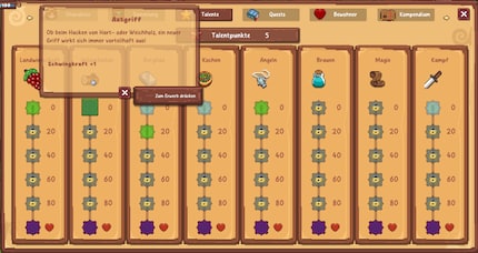 Here’s my skill tree, but what do I need to do to improve my skills? I’ve no clue, and yet I’m making progress.