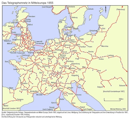 When things really got started: the European telegraph network in 1855.