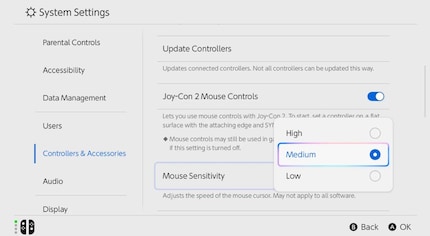 Nintendo ha già confermato che puoi regolare la sensibilità del mouse nelle impostazioni.