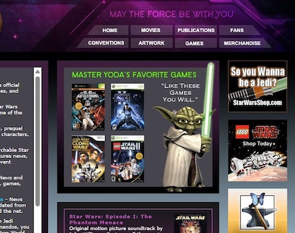 Ecco come appare la homepage di starwarsweb.net.