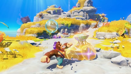 In Donkey Kong Bananza, you destroy enemies as well as the game environment with your powerful gorilla fists.