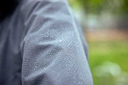 Rain drops bead up on the outside.