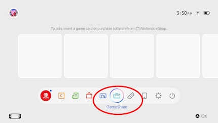 Use this menu item to start GameShare, or directly in the respective game.